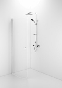 58800180 Гнутая дверь IFO Space SBVK, белые лакированные профили, прозрачное стекло с ручкой, SBVK 800