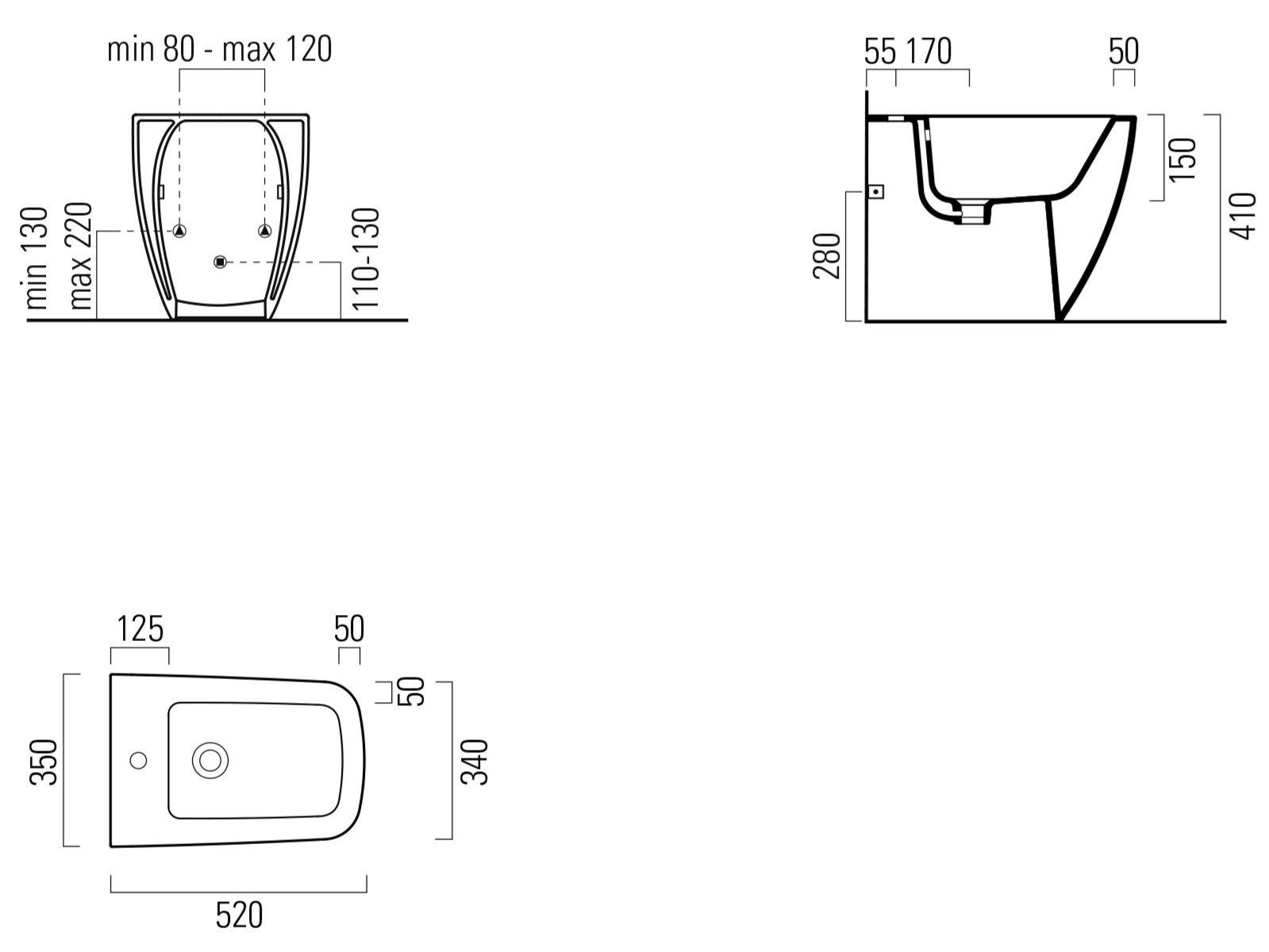 Керамическая настенная проволока для биде с переливом пола GSI ceramica Nubes ARCH-00067430 - Вид №3