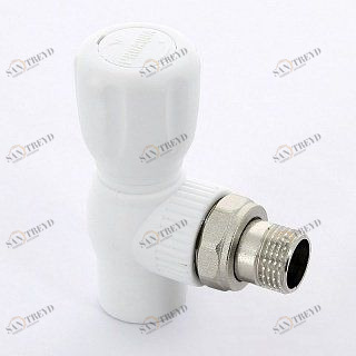 Кран для радиатора Н угловой PRO AQUA полипропиленовый с разъемным соединением 25х3/4" PA42110