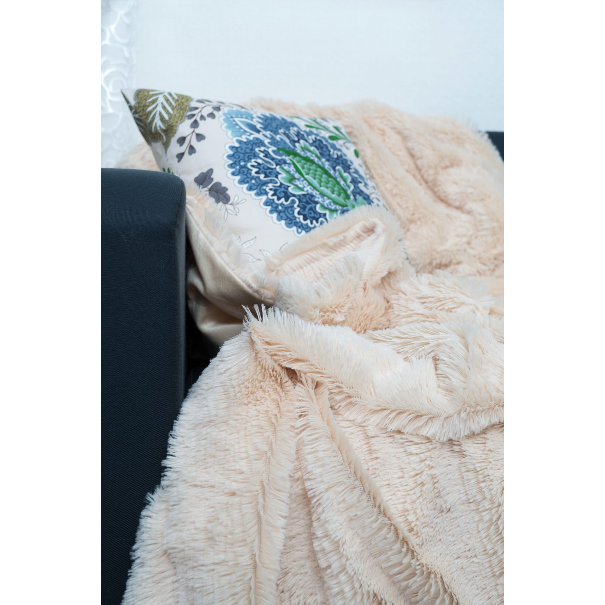 18414535 Плед декоративный 200х220 см, искусственный мех, цвет бежевый Santreyd  - Вид №8