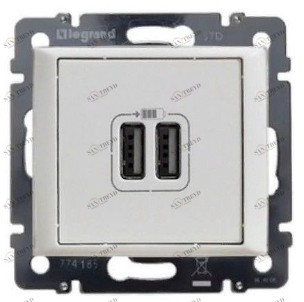 Розетка 2-ая USB зарядка 1500mA Legrand Valena белая 7659
