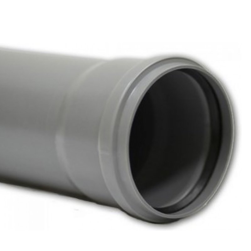 Канализационная труба 50 х 500 Sinikon с раструбом (серая) 500045 - Вид №3