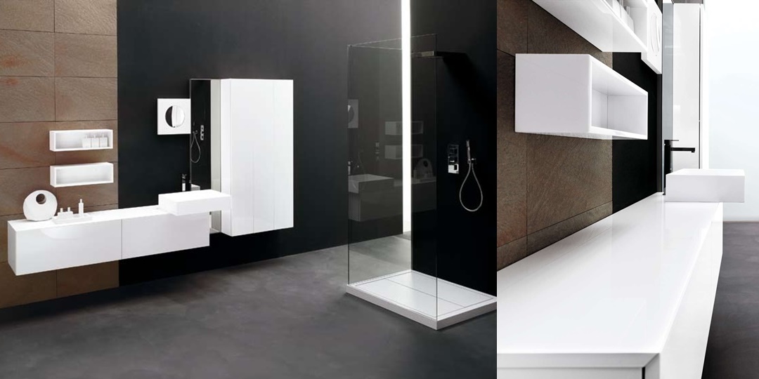 Комбинация ванной комнаты KU 51 в отделке K39 Bianco ceramicato / L58 Bianco lucido MILLDUE KUBIK KUBIK51 - Вид №3