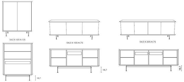Ozzio Italia Буфет из лакированной древесины с распашными дверцами Brera X302 - Вид №4