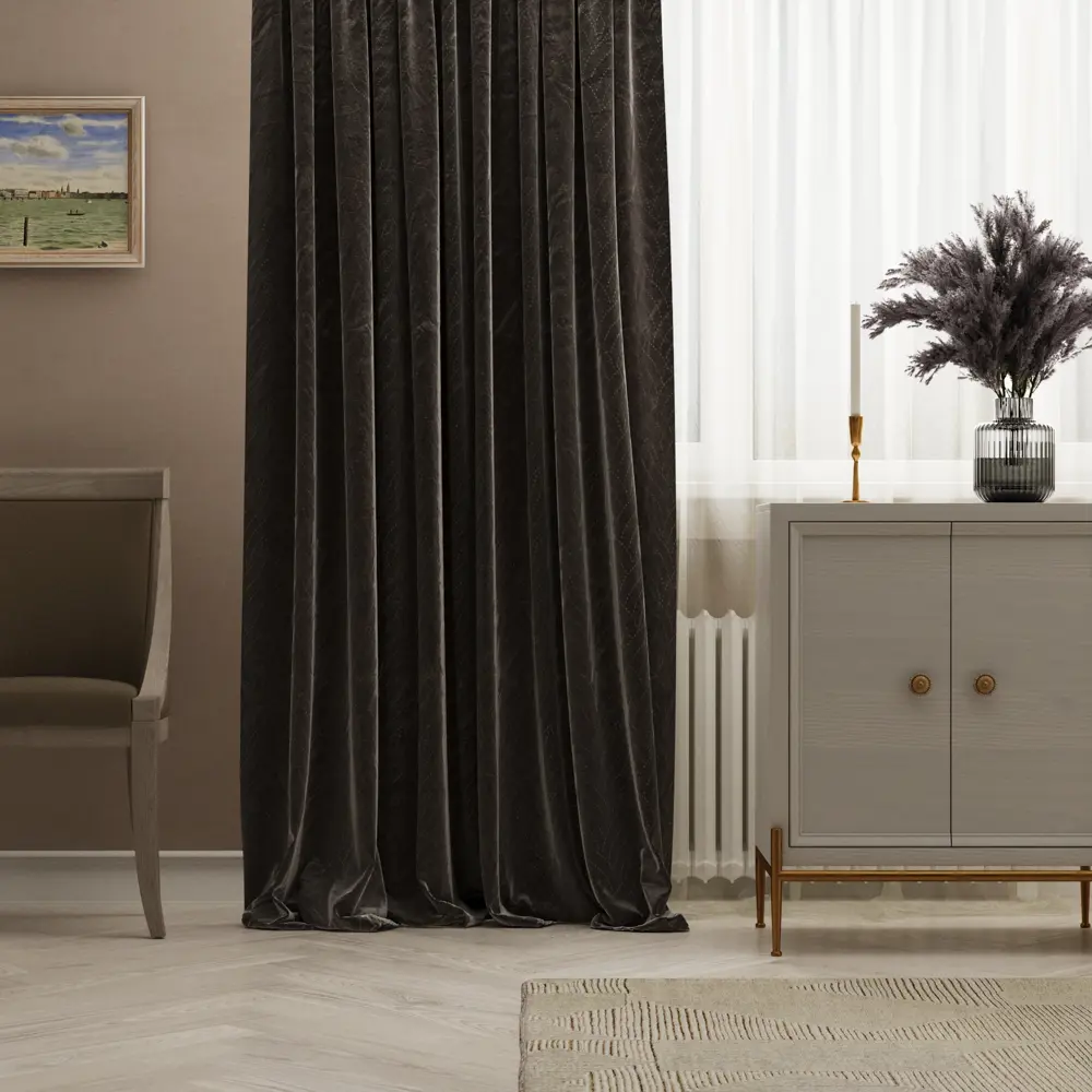 Штора на ленте Inspire Zabel 140x280 см цвет серый 83561918 STLM-2080615 