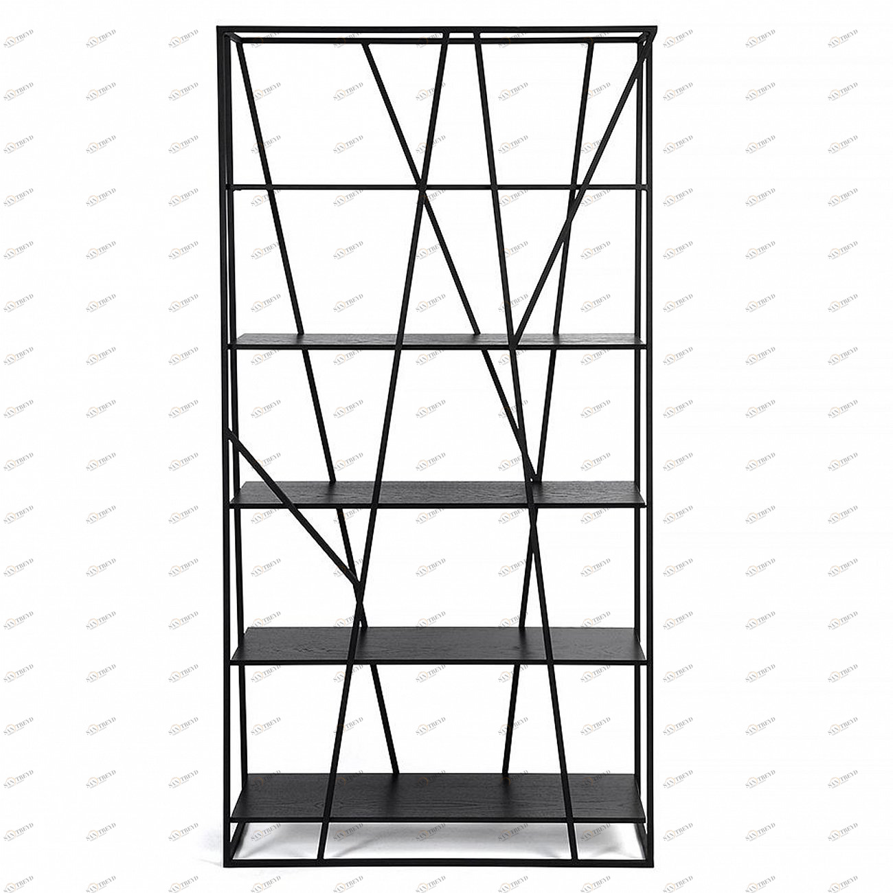 Стеллаж металлический, черный дуб Powell black INTELLIGENT DESIGN  260755 Черный 