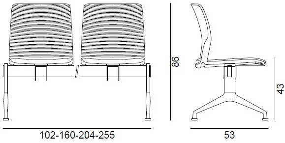 Quadrifoglio Приставное кресло полипропиленовое для залов ожидания Close sun-id-1362204 - Вид №1