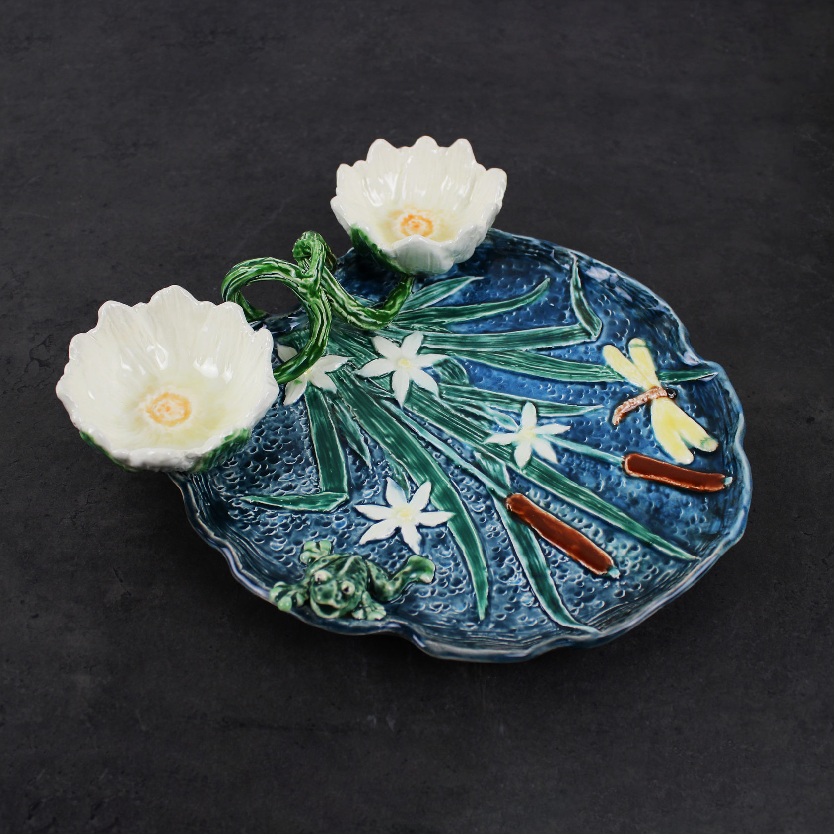 Блюдо для закусок (с двумя кувшинками) Синий PROVANSFAIENCE sun-id-994728 - Вид №7