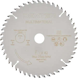 Диск циркулярный универсальный Dexter 165x20/16/12 мм 42 зуба 82304543 STLM-2042182