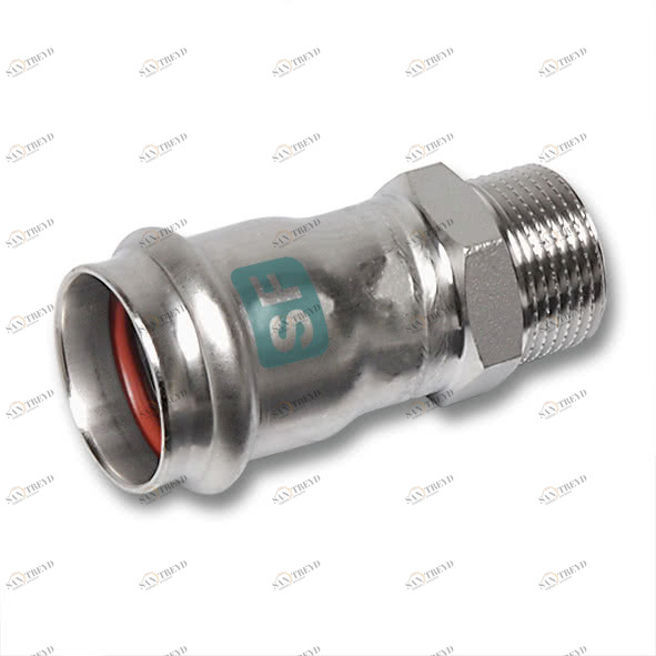 619243G42112 SANHA 19243G пресс.-фит. без силикона ниппель ВПр-НР, нерж.ст. 42x11/2 мм 