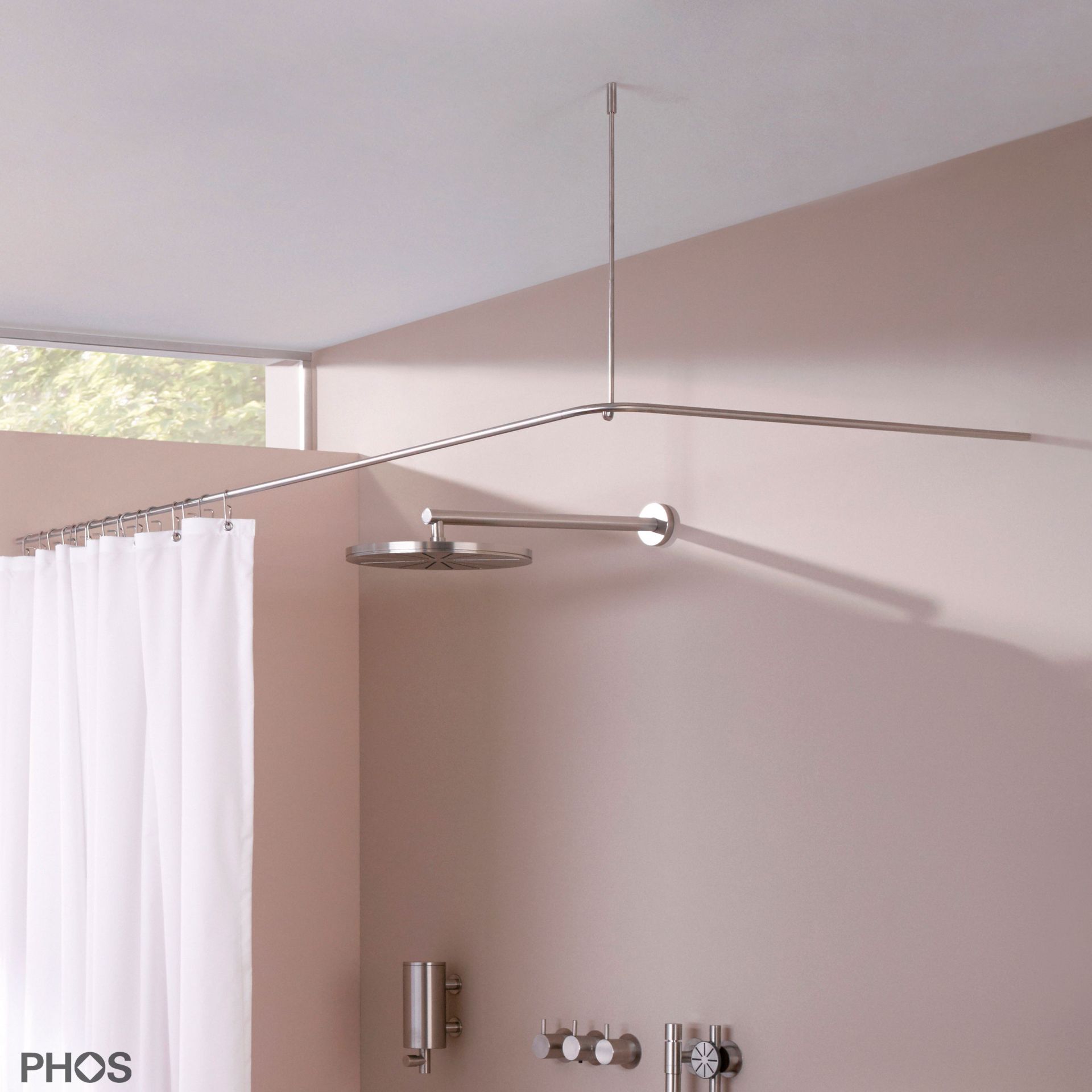 DSE1600-700 Г-образный карниз для душевой занавески, 160 x 70 см, для привинчивания PHOS  - Вид №2