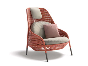 Садовое кресло из синтетического волокна с высокой спинкой