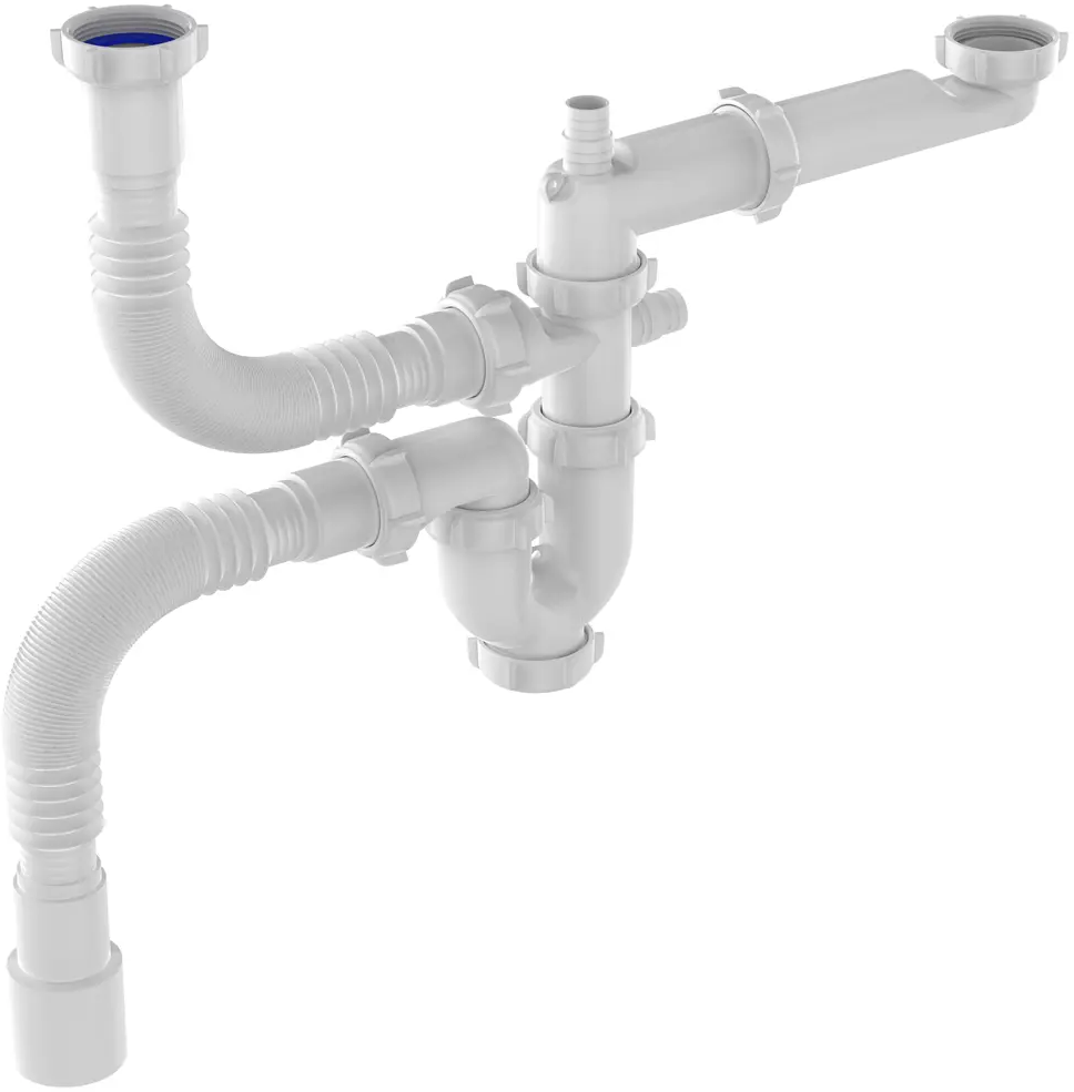 Сифон для двойной мойки EQUATION с двумя отводами 40 мм 89209834