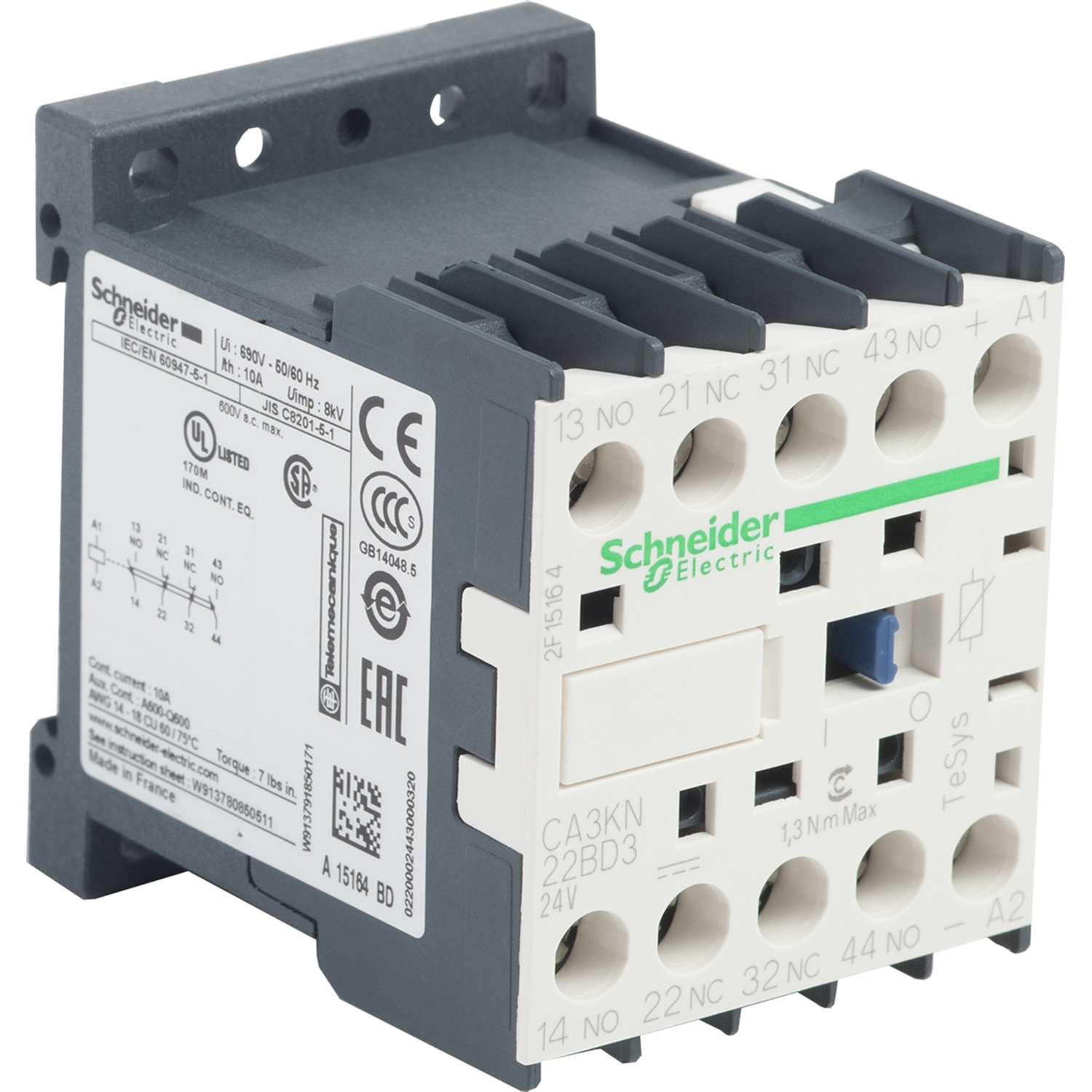 CA3KN22BD3 Контактор CAK 10А 690/24В DC Schneider Electric TeSys 