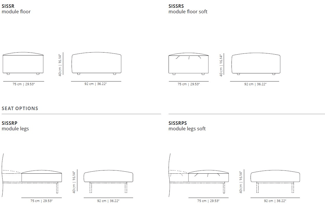 Viccarbe Мягкая скамья из ткани Sistema sun-id-1413657 - Вид №2