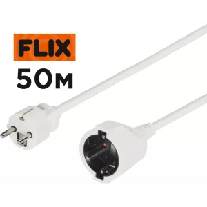 90566386 Удлинитель-шнур Flix УШ0027 1 розетка с заземлением 3x1.5 мм 50 м 2200 Вт цвет белый STLM-1110856
