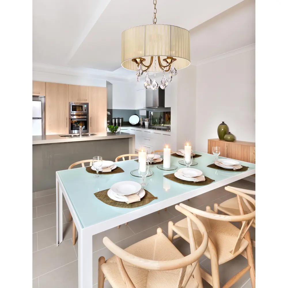 Люстра хрустальная подвесная Жаклин 4 лампы 8 м² цвет бежевый MW-Light STLM-2183507 - Вид №5