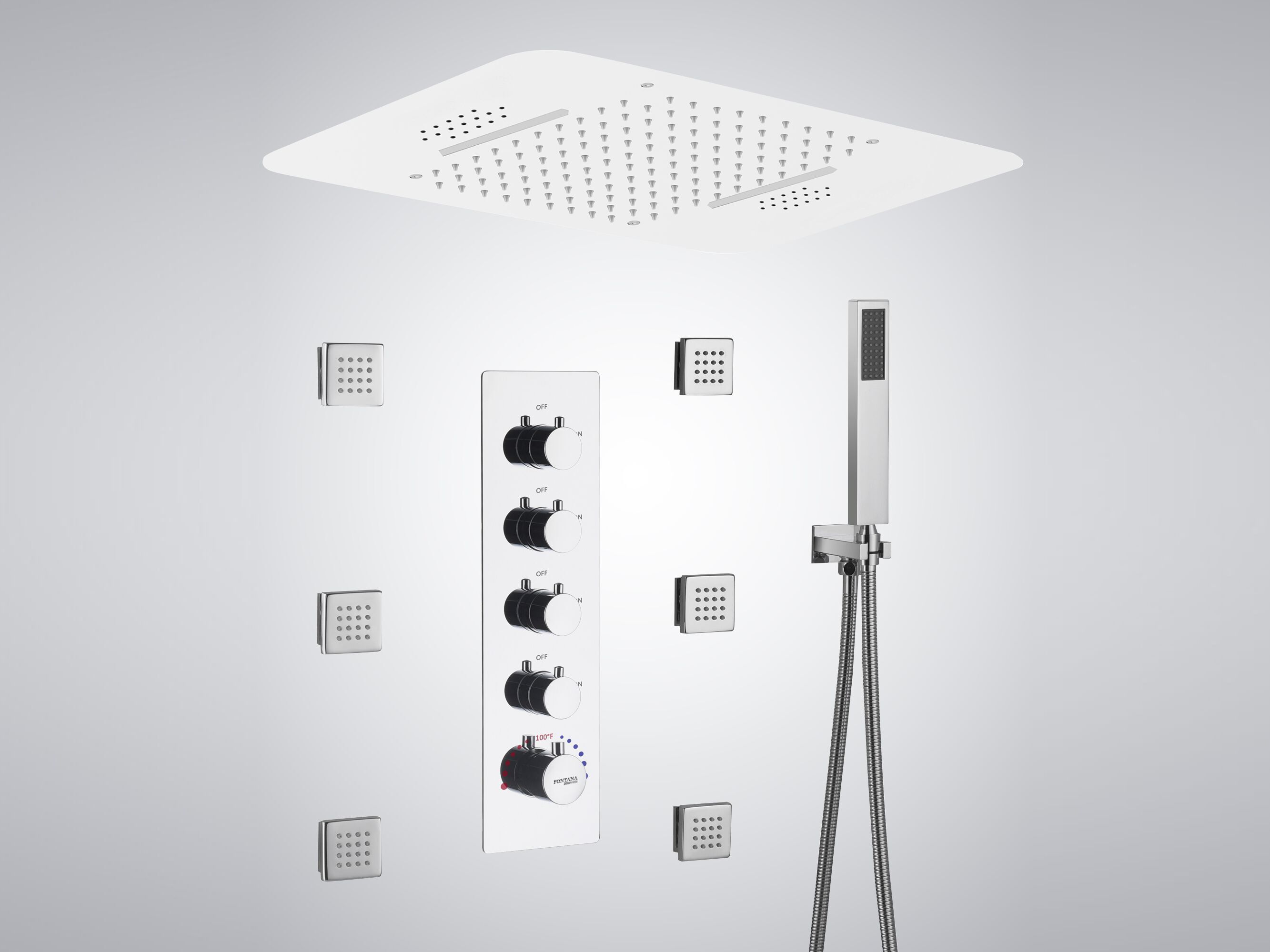 Светодиодный встраиваемый термостатический набор для душа Fontana Showers HIMMEL ARCH-00123120