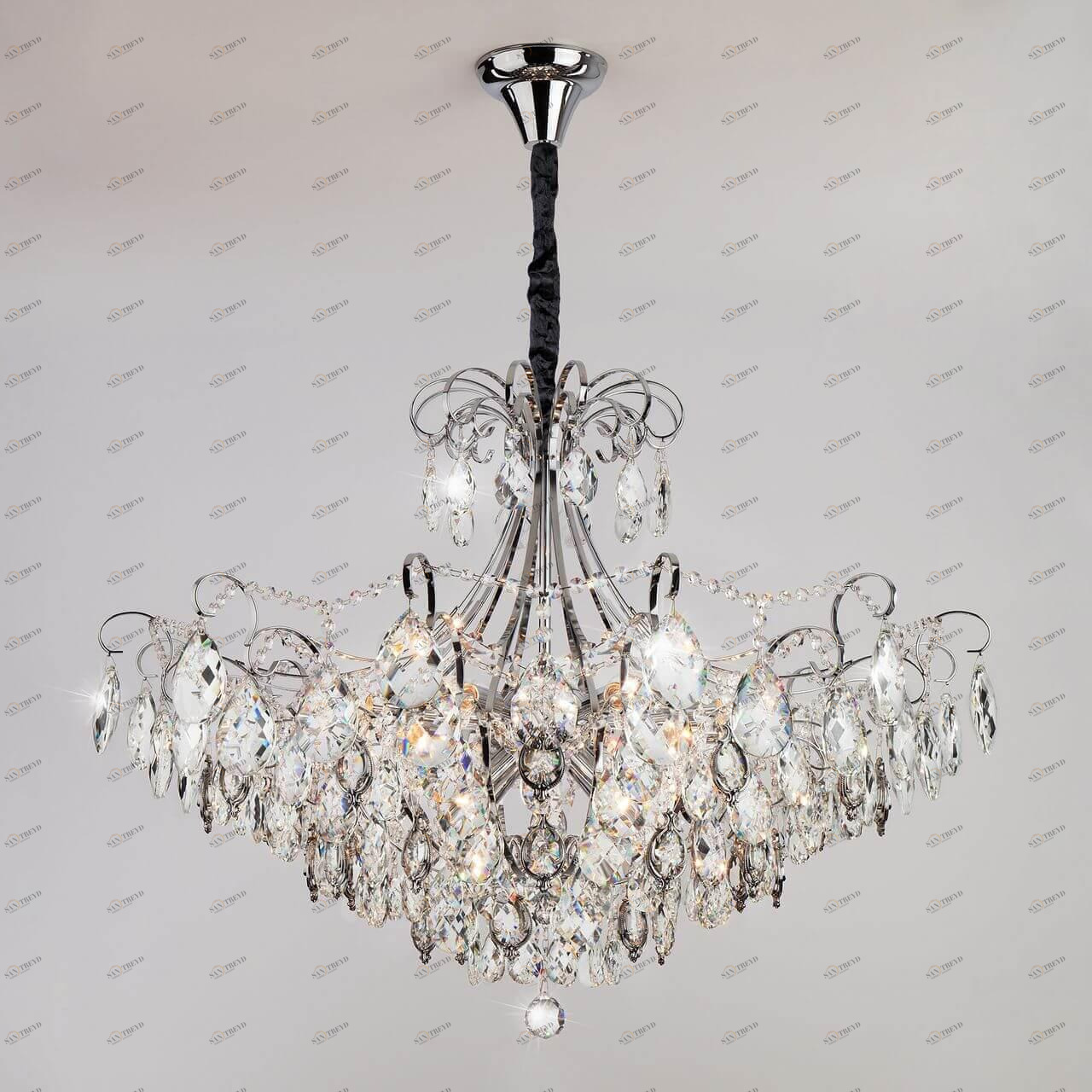 Подвесная люстра Eurosvet 10080/12 хром/прозрачный хрусталь Strotskis EUROSVET ДИЗАЙНЕРСКИЕ, CRYSTAL 00-3887195 Прозрачный;хром 