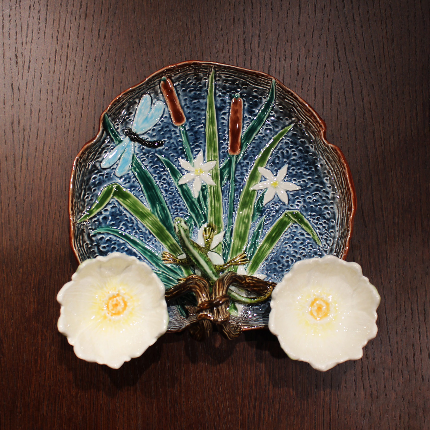 Блюдо для закусок (с двумя кувшинками) Голубой PROVANSFAIENCE sun-id-994603 - Вид №2