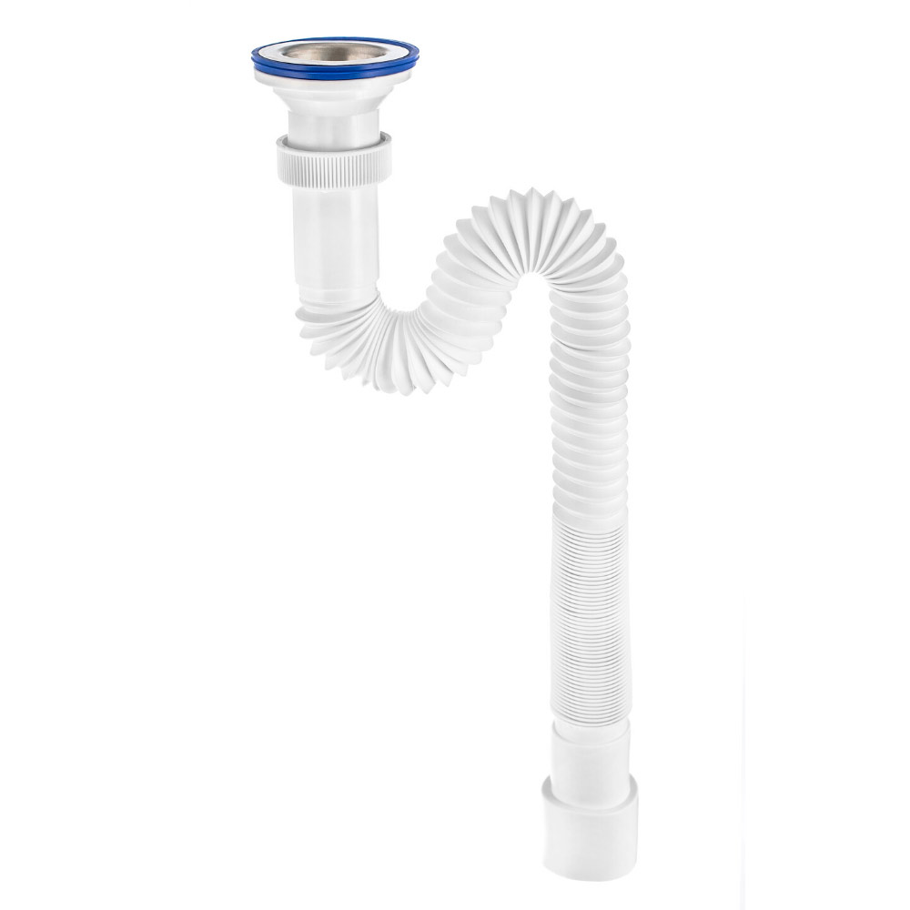 30980632 Сифон гофрированный "Элит" () с нерж.чаш. д.70мм, 1200мм (1 1/2"-д.40/50) Raiber 