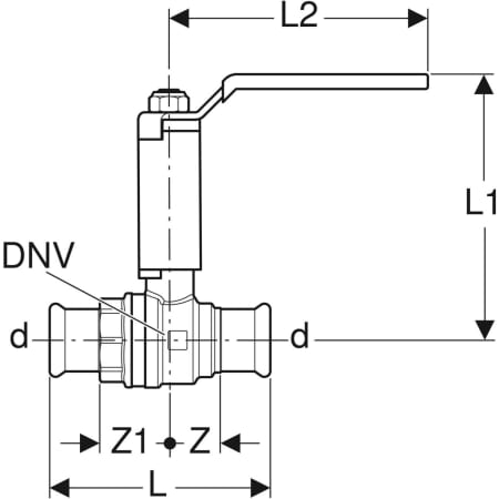 GEBERIT 94968 Шаровой кран Geberit Mapress, NPW, с рукояткой с уступом  - Вид №2