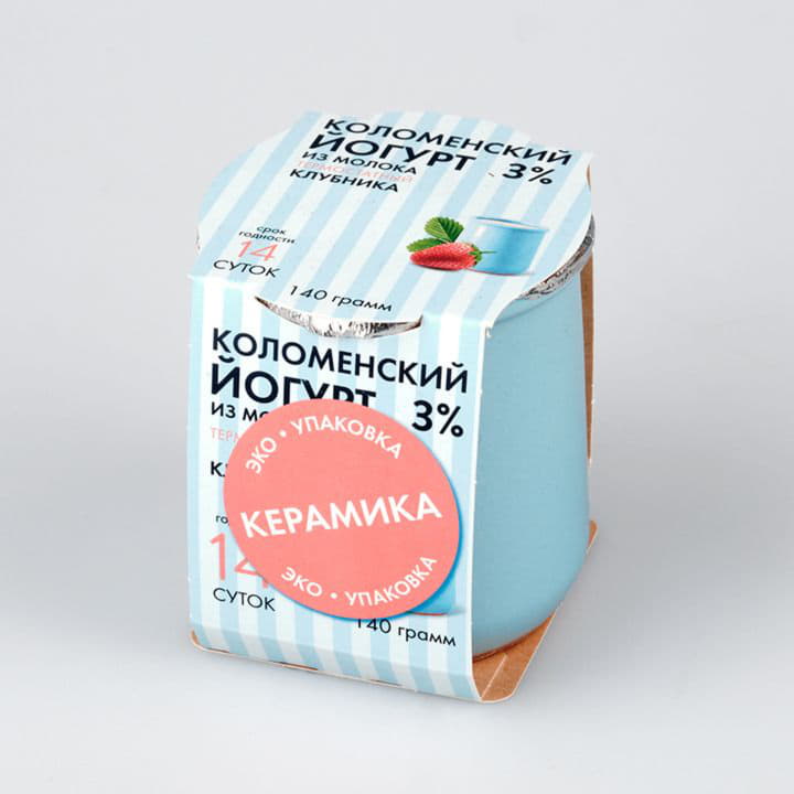 Йогурт Коломенский Клубника 3% Коломенское молоко 140 г БЗМЖ Santreyd 6102 - Вид №1