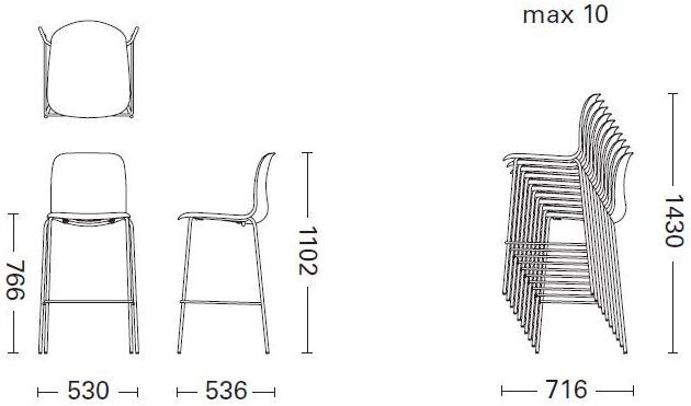 Howe Табурет высокий пластиковый со спинкой Sixe sun-id-1402721 - Вид №2