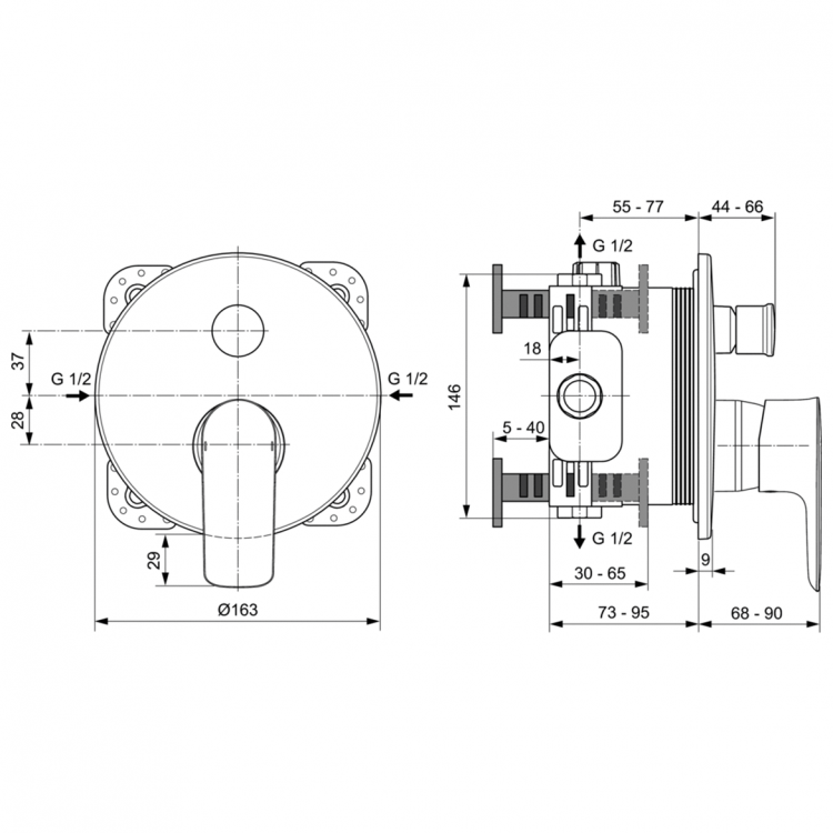 A7035AA Встраиваемый смеситель для ванны/душа Ideal Standard CONNECT AIR - Вид №5