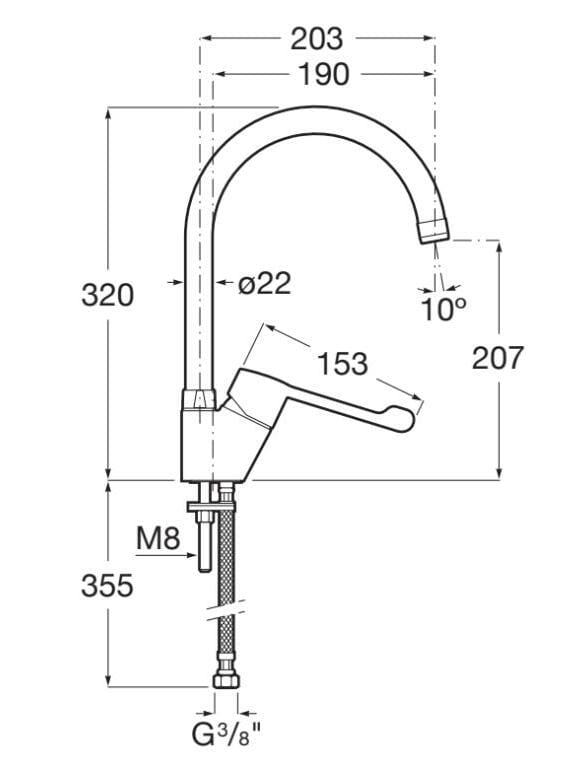 Смеситель для кухни из латуни с поворотным изливом Roca Victoria ARCH-00148810 - Вид №2