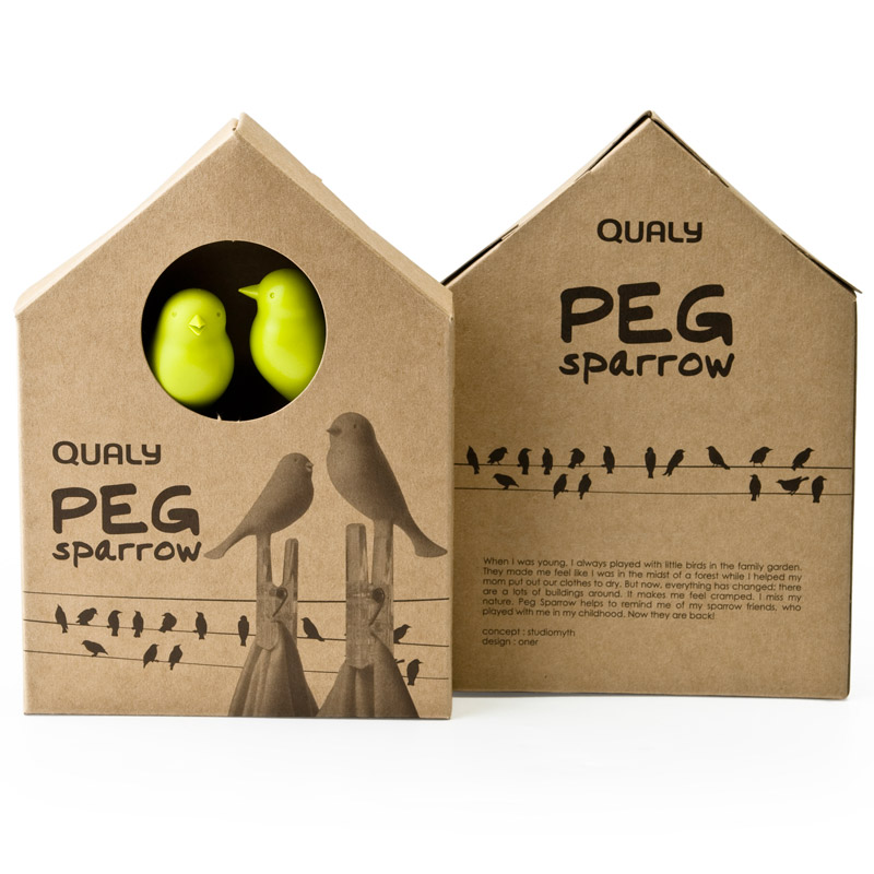 Прищепки Sparrow 4 шт. зеленые Qualy QL10066GN - Вид №5