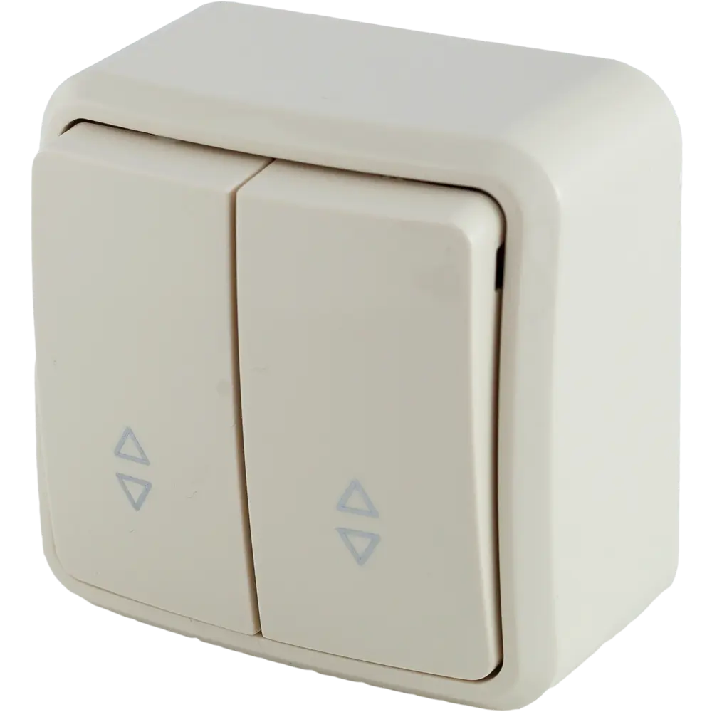 LEXMAN Двойной проходной выключатель накладной с двумя клавишами в бежевом глянцевом исполнении 81930582 First 2 STLM-1110990 - Вид №1