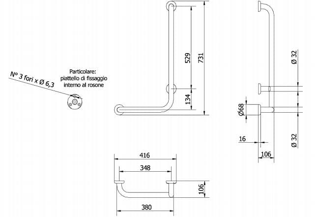 Угловая рукоятка со стойкой dx Thermomat окрашенная ARCH-00143653 - Вид №2