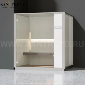 Effegibi ONE H LO60020005 Хаммам. Установка: в левый угол. Правая дверь. Мощность: 4,5 кВт макс. Размеры: длина 214 см, ширина 171 см. Отделка: матовый лакированный белый аллюминий и серый ламинат из керамогранита.