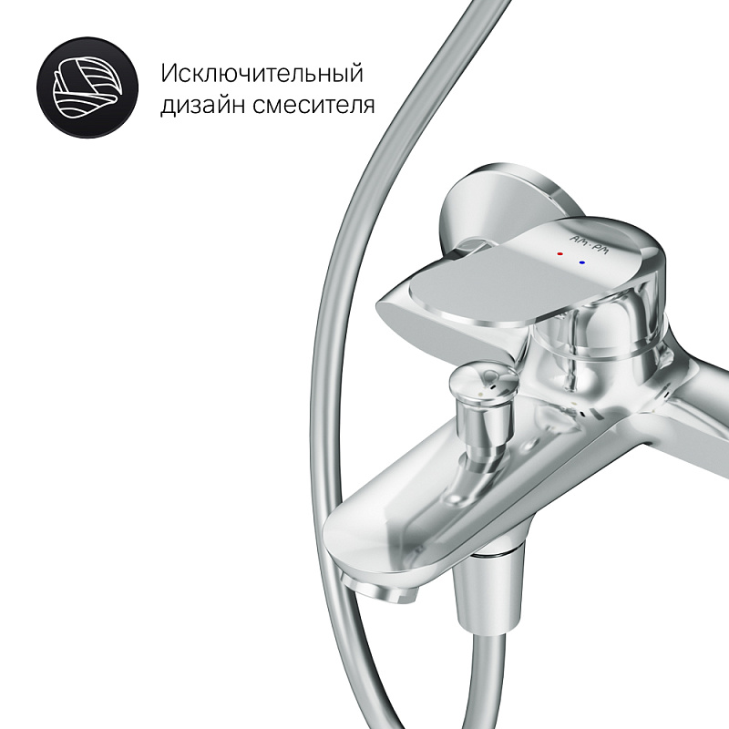 F40885C14 набор 2в1: см-ль д/ванны/душа верхний душ d 220 мм ручн.душ 110 мм 1 ф-ция душев AM.PM Sunny - Вид №11