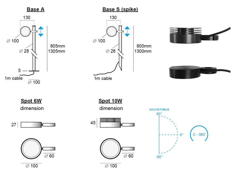 Анодированный алюминиевый поворотный напольный светильник BEL-LIGHTING Welex ARCH-00073778 - Вид №2