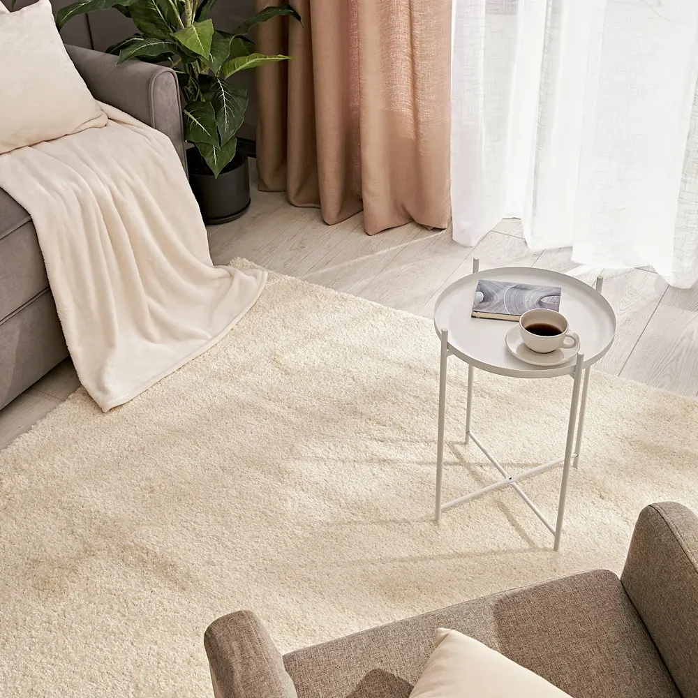 KREAFORTA Shaggy Bosfor — бежевый ковер с длинным ворсом для современного интерьера 89404537 STLM-1570103
