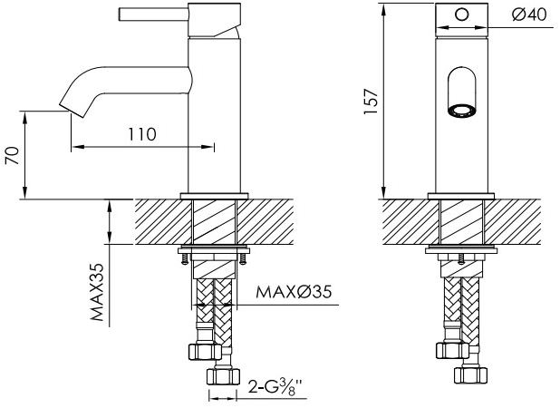 JEE-O Смеситель для раковины на столешнице из нержавеющей стали Slimline 800-1700/3/4 - Вид №2