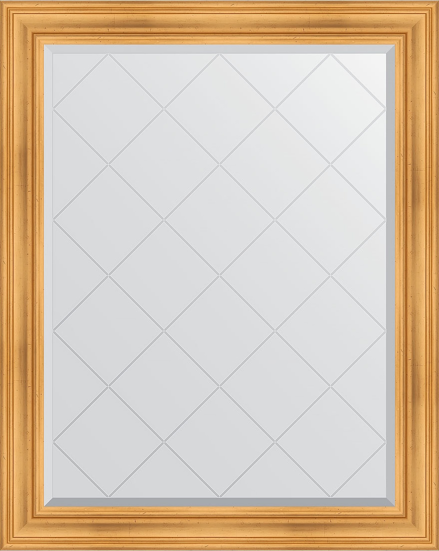 BY 4374 Зеркало с гравировкой в багетной раме - травленое золото 99 mm EVOFORM Exclusive-G