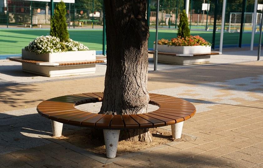 ENCHO ENCHEV - ETE Круглая скамья из бетона и дерева без спинки  151  - Вид №1