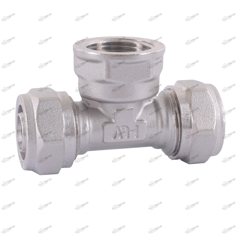 HLV-114332.№.01 Тройник обжимной HLV с переходом на внутреннюю резьбу 