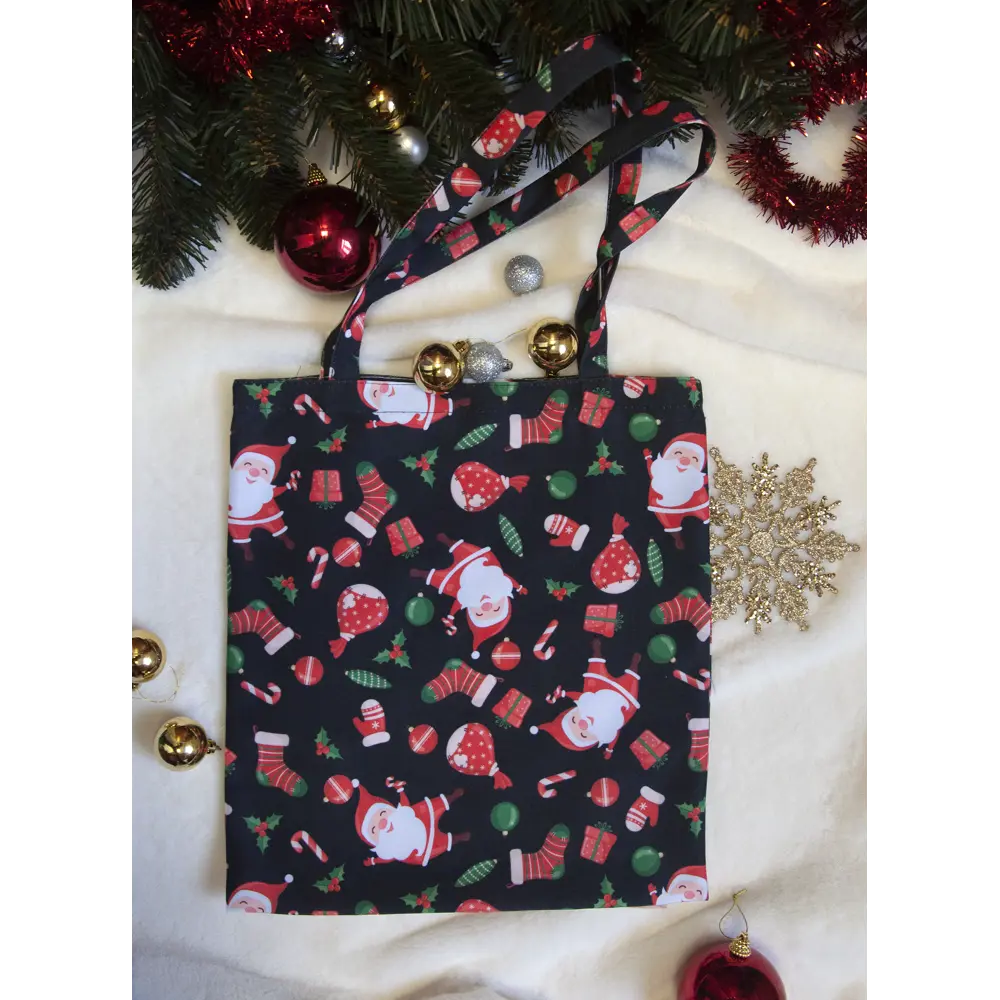 Сумка шоппер Новогодние игрушки 40х35 см черная SEASONS STLM-2042329 - Вид №2