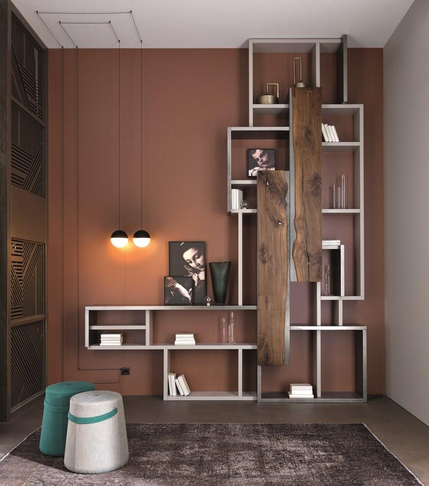 Arte Brotto Модульный открытый книжный шкаф, лакированный орех Leonardo Gg.comp01 - Вид №1