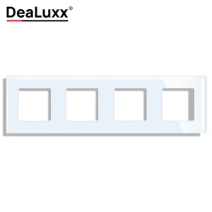 91708898 Рамка для розеток и выключателей Dealuxx 4 поста стекло цвет белый STLM-1114648