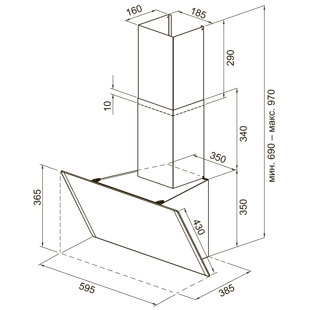9238743 Вытяжка наклонная KRONA GABRIELE E 600 2 S черный/серебристый KRONA1 STDN-0109750 - Вид №16