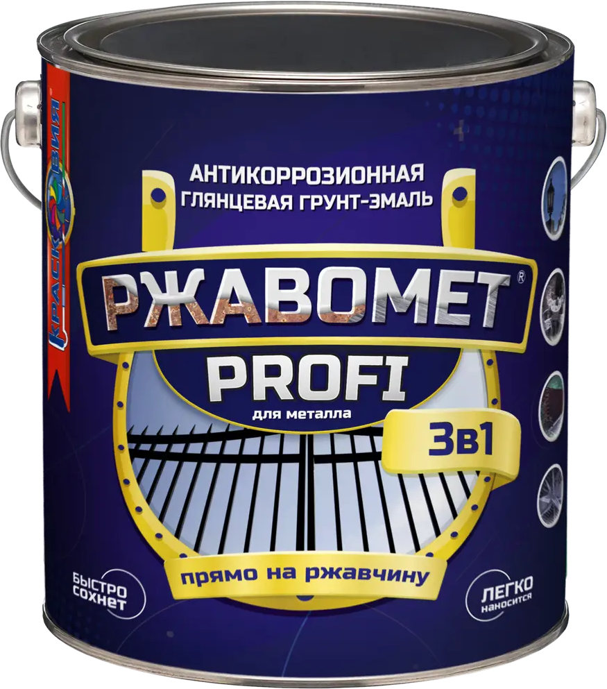 91583831 Грунт-эмаль по ржавчине 3 в 1 Красковия Ржавомет Profi цвет RAL 6029 зеленый полуглянцевый 3 л STLM-0853510