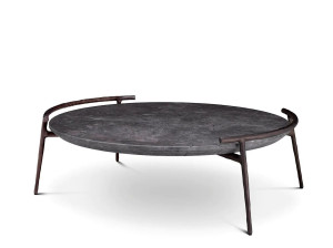 Мраморный и металлический круглый журнальный столик