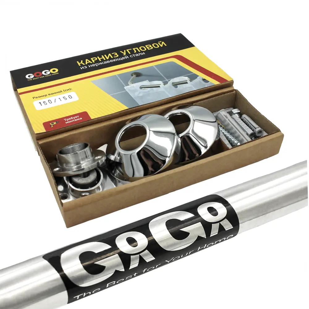 Карниз для ванной Go Go 150x150 см цвет хром STLM-2130348 - Вид №4