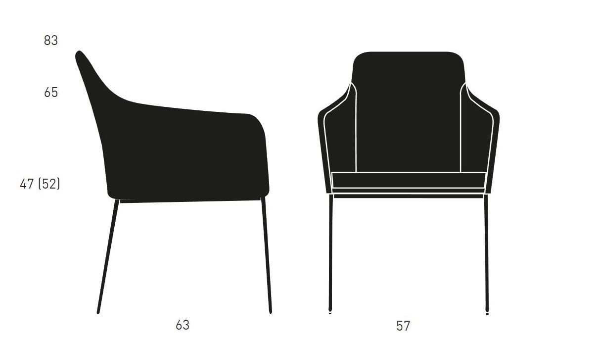 Мягкий стул для ресторана с подлокотниками KFF Youma Casual ARCH-00016664 - Вид №2