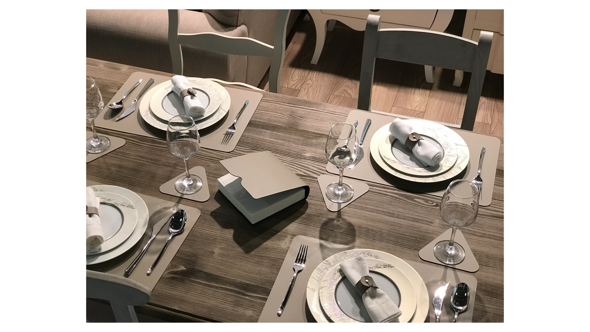 10646798 ADJ Треугольная подставка под бокалы двусторонняя 12х12см, капучино/шоколад Кожа искусственная  - Вид №3